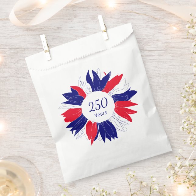 Sachets En Papier Patriotic Red White Blue Floral 4th of July Party  (Coupé)
