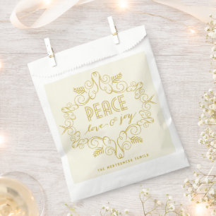 Sachets En Papier Peace Love Joie Vintage Déco Cadre Foliage Vacance