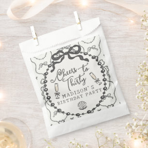 Sachets En Papier Pearl & Prosecco Black Coquette Bow Anniversaire