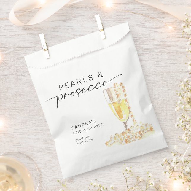 Sachets En Papier Pearls and Prosecco Bridal Shower Custom Minimal  (Coupé)