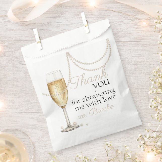 Sachets En Papier Pearls Prosecco élégante Fête des mariées merci (Coupé)