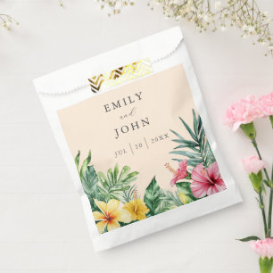 Sachets En Papier Pêcher Elégant Aquarelle Mariage floral tropical