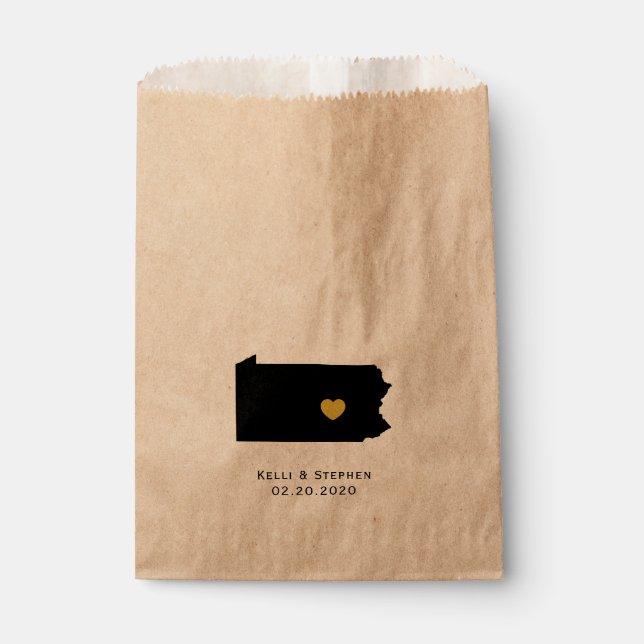 Sachets En Papier Pennsylvanie Mariage Favor Treat Sacks, Cadeaux (Devant)