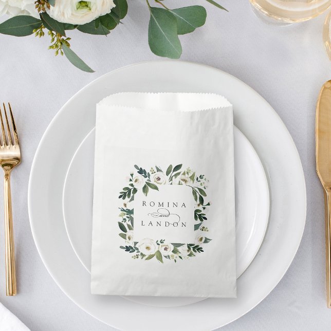 Sachets En Papier Peony blanc | Mariage de cadre floral personnalisé (Créateur téléchargé)