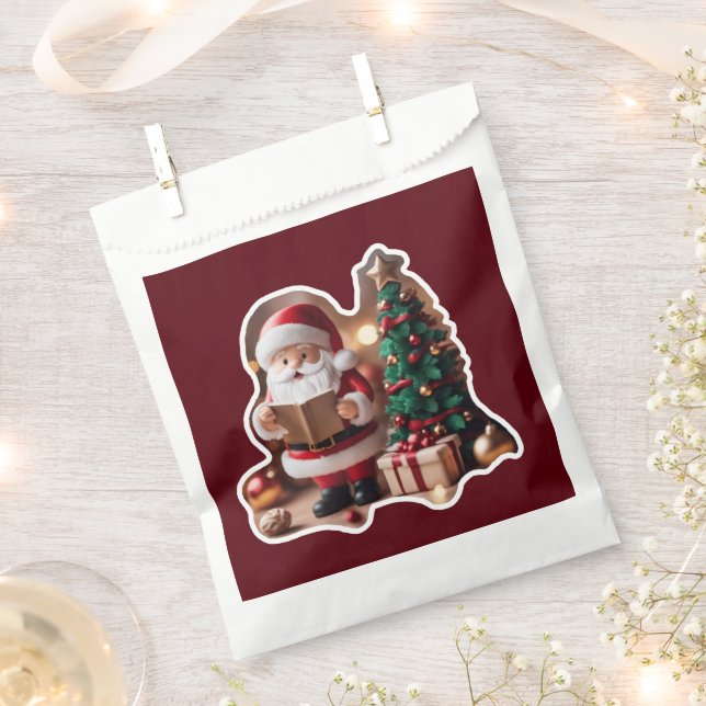 Sachets En Papier Père Noël avec sapin en 3D - (Coupé)