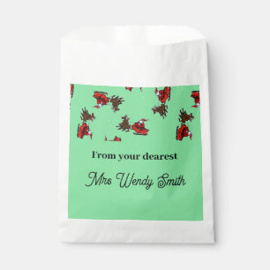 Sachets En Papier Père Noël avec sly sur vert