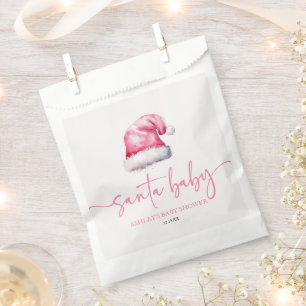 Sachets En Papier Père Noël Baby rose Casquette Noël Baby shower de