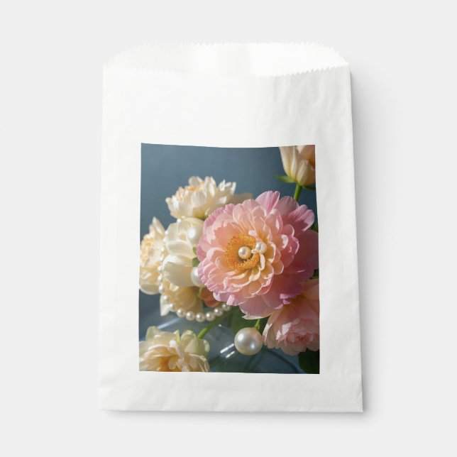 Sachets En Papier Perles avec fleurs roses (Devant)