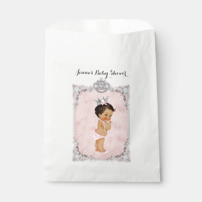 Sachets En Papier Perles Diamants Princesse Bébé Fille Blush Rose  (Devant)