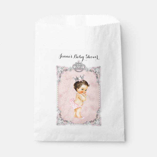 Sachets En Papier Perles Diamants Princesse Bébé Fille Rose Pâle (Devant)