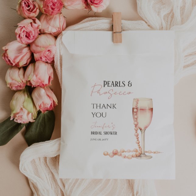 Sachets En Papier Perles & Prosecco Blush Fête des mariées rose Favo (Créateur téléchargé)