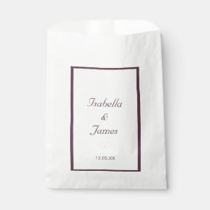 Sachets En Papier Perles sur fond blanc et cassis Mariage