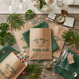 Sachets En Papier Personalized Kraft Wedding Tropical Palm Trees & H