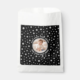Sachets En Papier Personalized Photo with Pearls Circle on Black