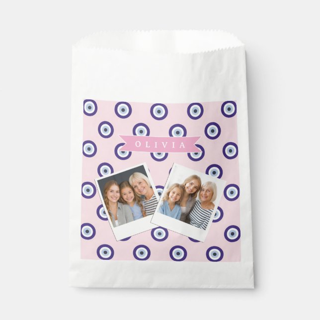Sachets En Papier Personalized Pink Evil Eye Pattern Gifts With Name (Devant)
