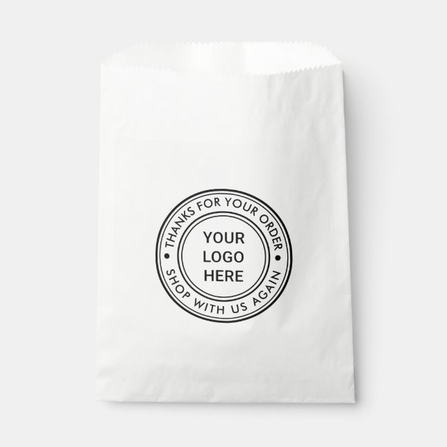 Sachets En Papier Personnalisé blanc Merci pour votre commande logo  (Devant)