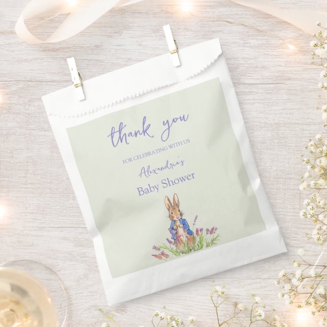 Sachets En Papier Personnalisé Pierre le lapin Baby shower Merci (Coupé)