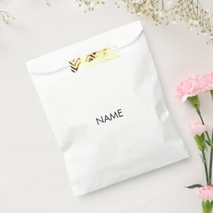 Sachets En Papier Personnaliser avec nom, texte minimaliste noir bla