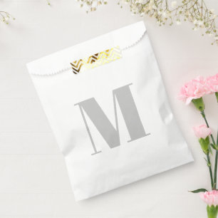 Sachets En Papier Personnaliser monogramme gris clair initial blanc