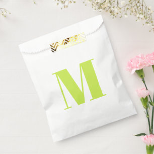 Sachets En Papier Personnaliser monogramme initial citron vert blanc