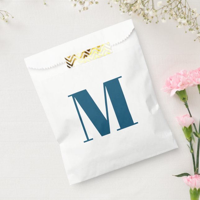Sachets En Papier Personnaliser monogramme initial turquoise bleu bl (Scellé)