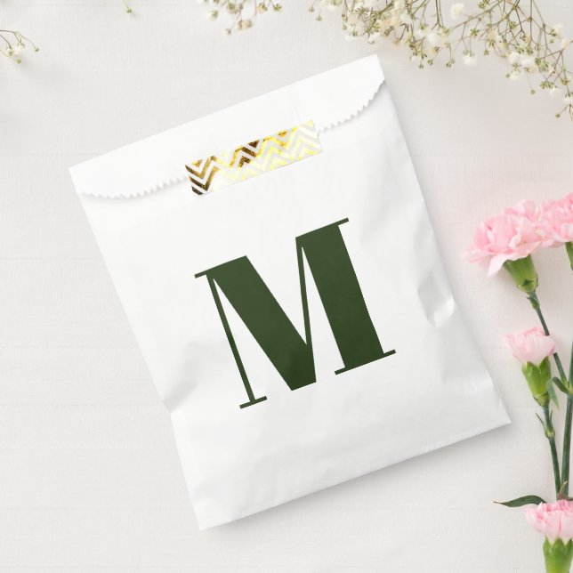 Sachets En Papier Personnaliser monogramme initial vert foncé blanc  (Scellé)