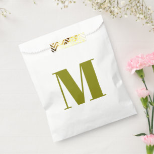 Sachets En Papier Personnaliser monogramme initial vert olive blanc