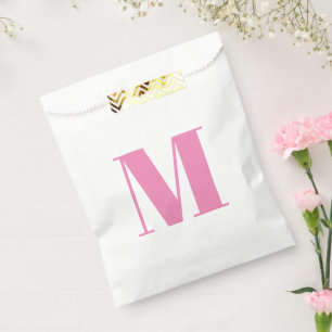Sachets En Papier Personnaliser monogramme rose initial blanc