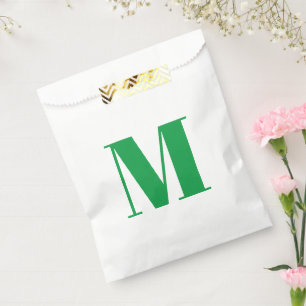 Sachets En Papier Personnaliser monogramme vert initial blanc