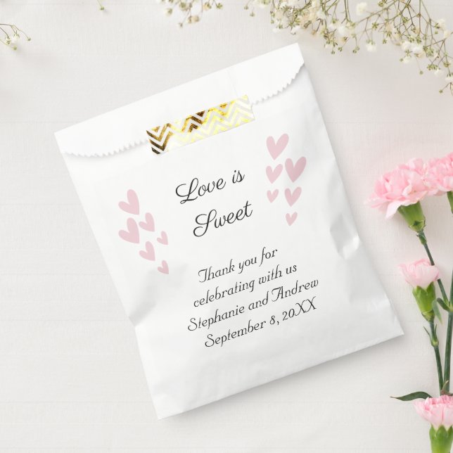 Sachets En Papier Personnaliser Pink Heart Love Is Sweet Mariage (Scellé)