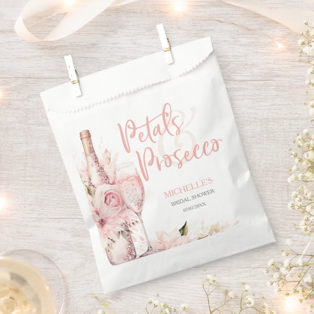 Sachets En Papier Pétales de saumon rose pâle et Floral de Prosecco (Coupé)