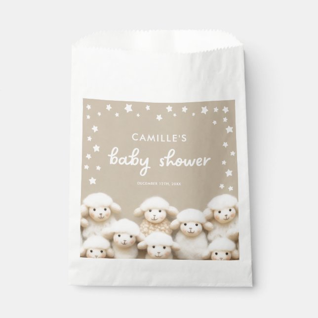 Sachets En Papier Petit agneau Baby shower neutre de genre (Devant)