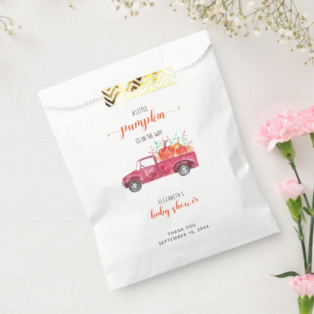Sachets En Papier Petit Baby shower Citrouille Camion Rouge Automne  (Scellé)