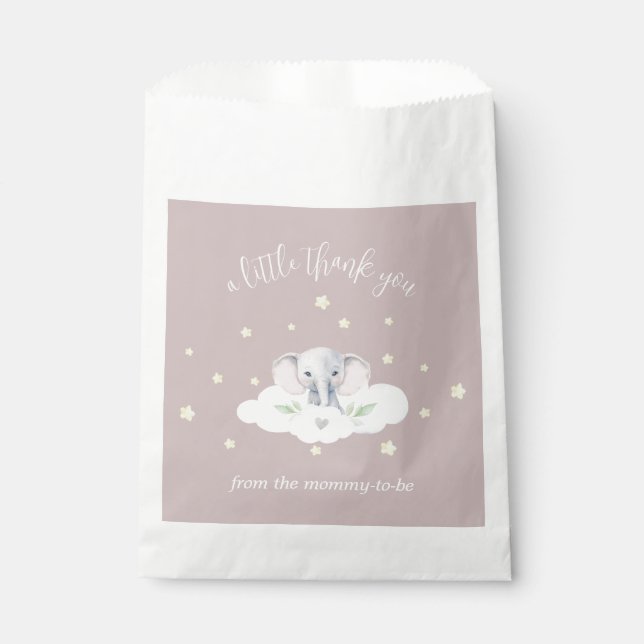 Sachets En Papier Petit Baby shower d'arachide Eléphant rose (Devant)