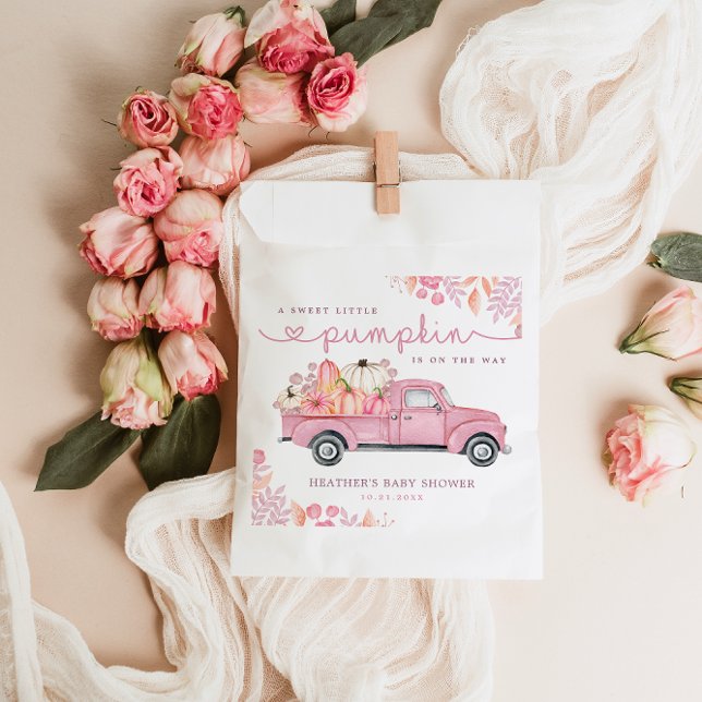 Sachets En Papier Petit Baby shower d'automne rose Citrouille (Créateur téléchargé)