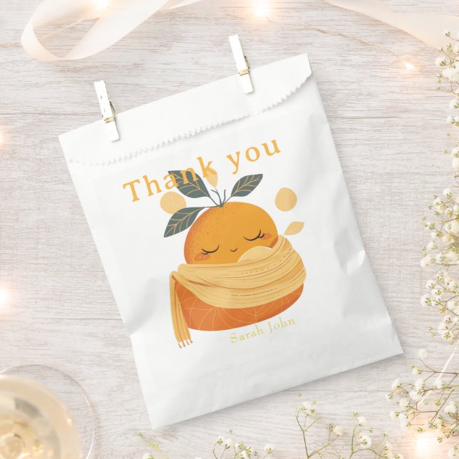 Sachets En Papier Petit Baby shower orange mignon (Coupé)