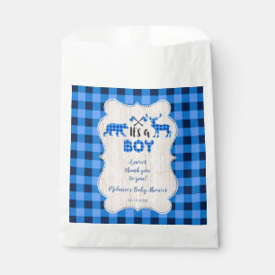 Sachets En Papier Petit Chasseur de bûcheron Baby shower bleu plaid