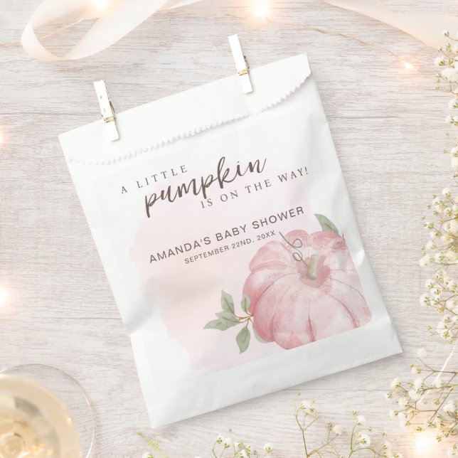Sachets En Papier Petit Citrouille rose Baby shower d'automne (Coupé)