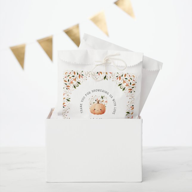 Sachets En Papier Petit Citrouille sur le chemin Chute Baby shower f (Fête)