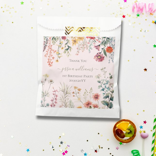 Sachets En Papier Petit Fleur sauvage qui tourne un joli 1er anniver (Créateur téléchargé)
