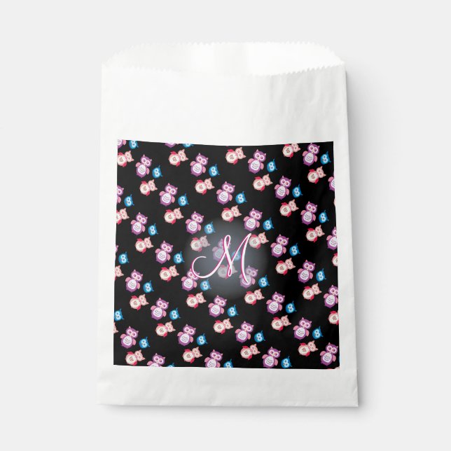 Sachets En Papier Petit hibou mignon Monogramme (Devant)