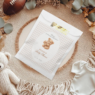 Sachets En Papier Petit ours en gingham marron Baby Shower