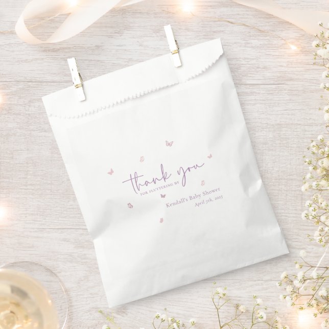 Sachets En Papier Petit Papillon Baby shower de jardin Merci (Coupé)