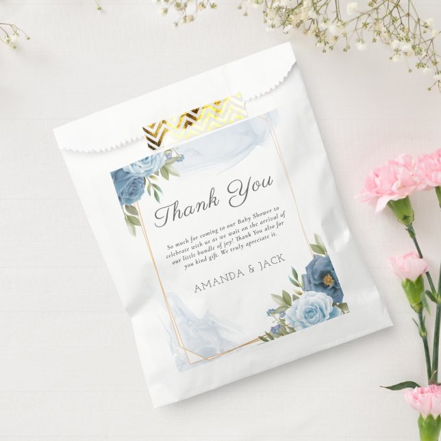 Sachets En Papier Petit Sweetie Elegant Baby shower Bleu Botanique (Scellé)