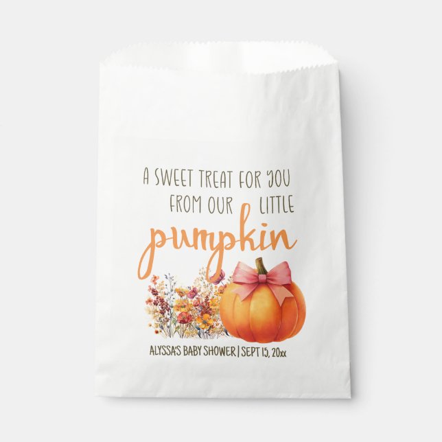 Sachets En Papier Petite Citrouille Douceur Bébé Shower (Devant)