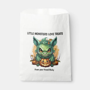 Sachets En Papier Petite créature verte monstre Halloween