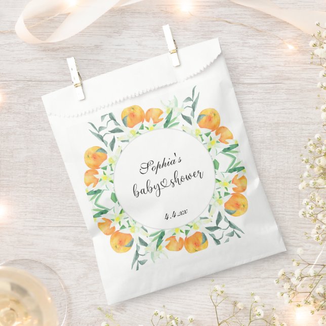 Sachets En Papier Petite douche de bébé orange (Coupé)