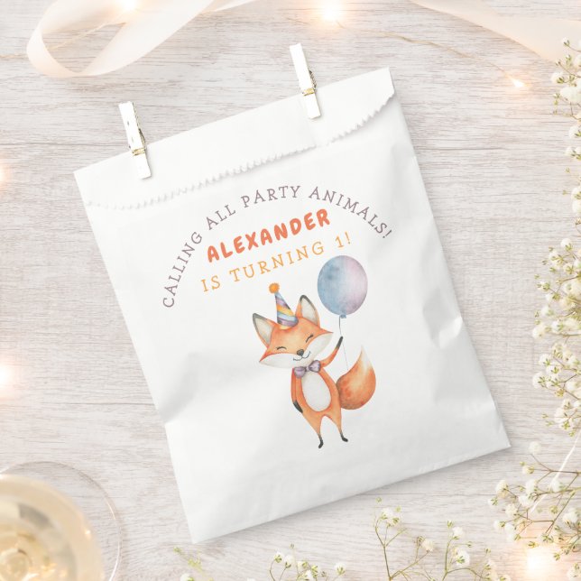 Sachets En Papier Petite fête d'anniversaire de Renard (Coupé)