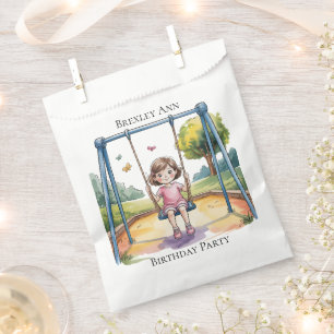 Sachets En Papier Petite fille sur une neige fête de 4e anniversaire