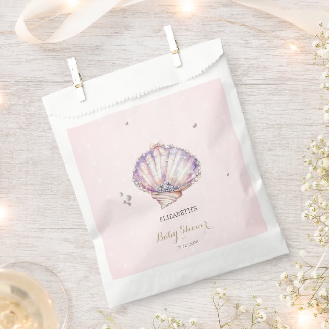 Sachets En Papier Petits Coquillages Perles Diamants Points Fête Pré (Coupé)